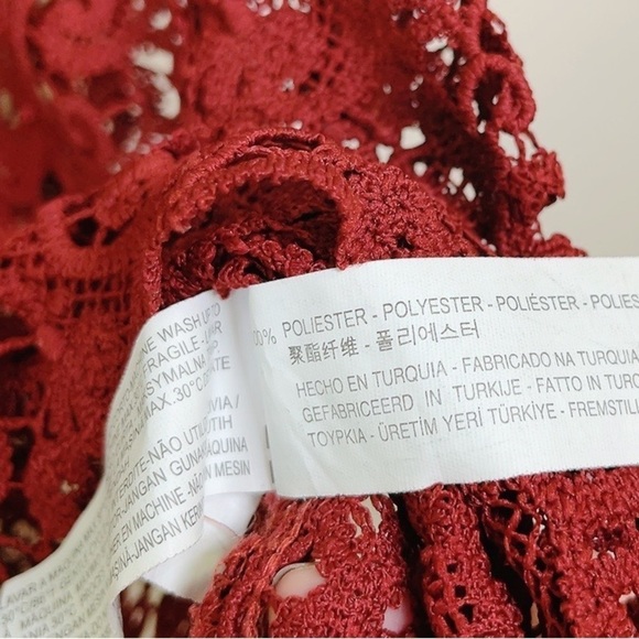 ZARA  | BURGUNDY LACE RUFFLE FRONT TOP - Picture 8 of 10